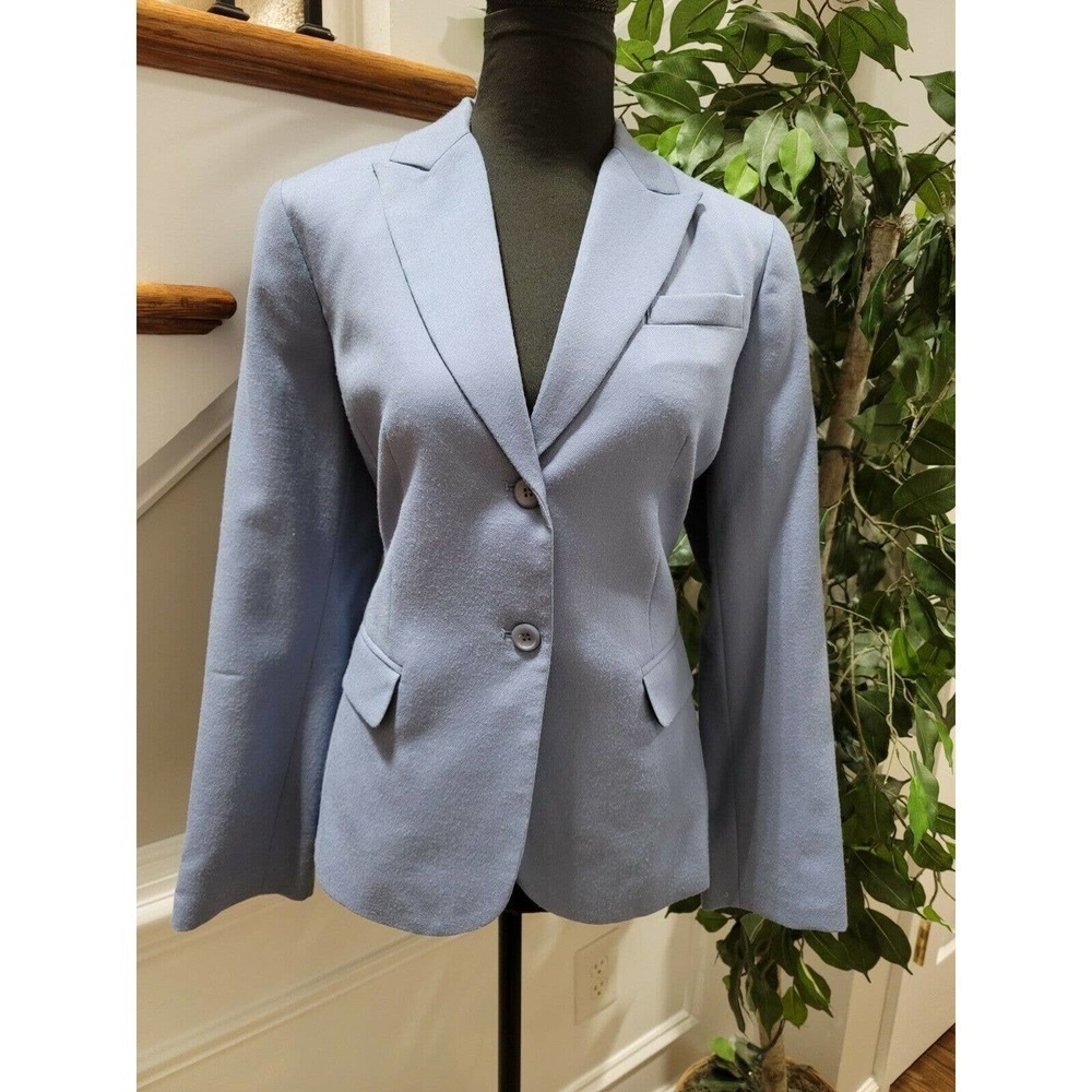 Pendleton Women's Navy Blue Wool Single Breasted Two Buttons Fitted Blazer 10
